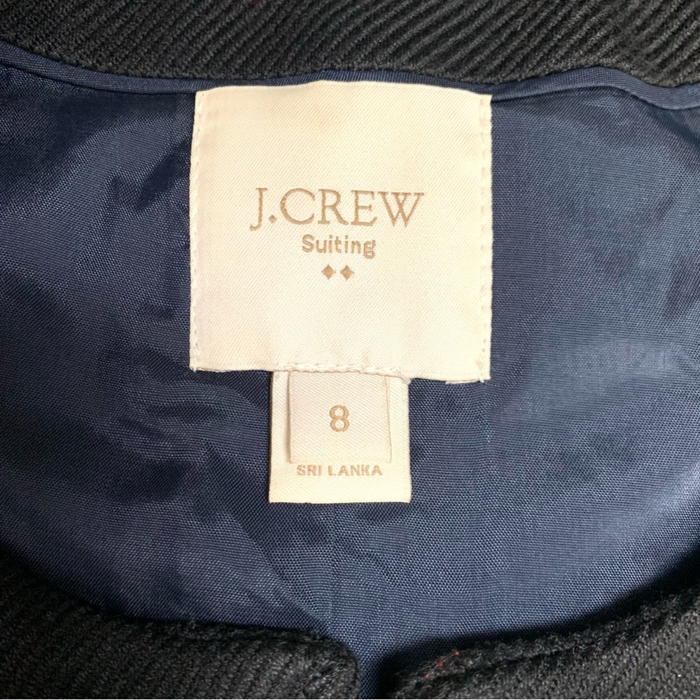 J. Crew Suiting Navy Striped Tweed Zip Front Cropped Jacket - Picture 11 of 11